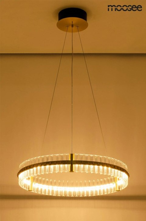 Lampa wisząca SATURNUS 70 złota - LED, kryształ, stal szczotkowana