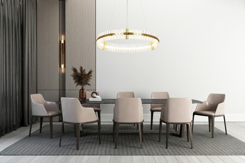 Lampa wisząca SATURNUS 70 złota - LED, kryształ, stal szczotkowana