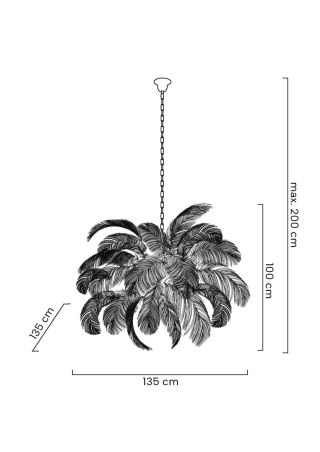 Lampa wisząca TIFFANY 135 biała mosiądz / naturalne pióra