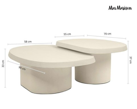 MaMaison zestaw stolików kawowych OTTO 70 / 90 beżowy