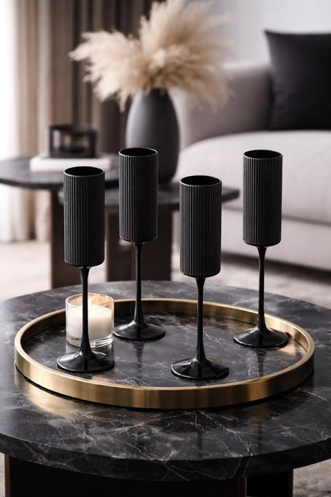 Komplet 4 kieliszków do szampana SHP CURLY czarny