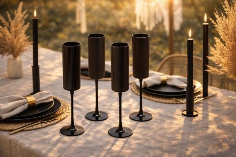 Komplet 4 kieliszków do szampana SHP CURLY czarny