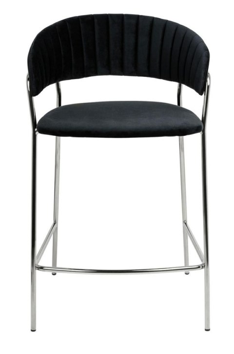 Krzesło barowe hoker MARGO 65 czarny - welur, podstawa chromowana