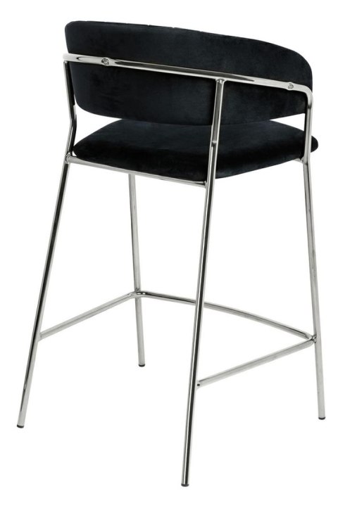 Krzesło barowe hoker MARGO 65 czarny - welur, podstawa chromowana