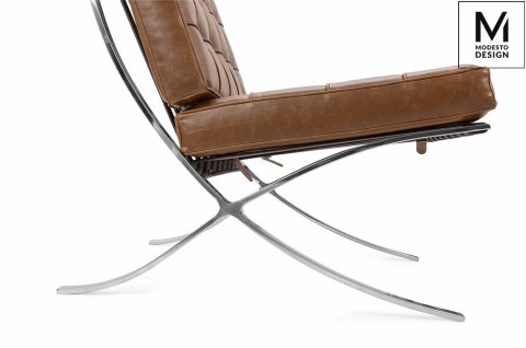 MODESTO fotel BARCELON VINTAGE - ekoskóra, stal polerowana