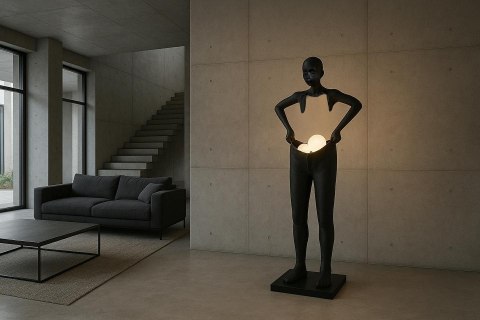 Lampa podłogowa HUMAN HOUDINI czarna, nowoczesna