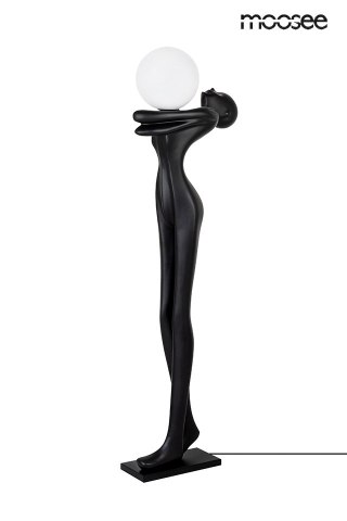 Lampa podłogowa HUMAN MOON - włókno szklane, szkło, czarna, nowoczesna