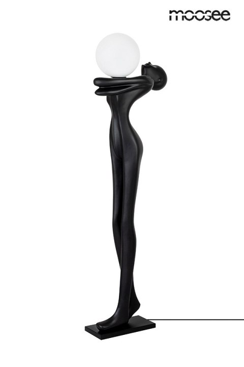 Lampa podłogowa HUMAN MOON - włókno szklane, szkło, czarna, nowoczesna