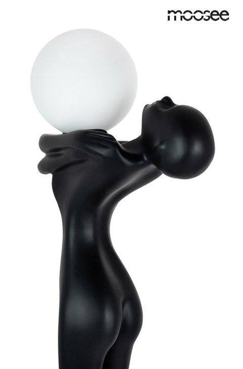 Lampa podłogowa HUMAN MOON - włókno szklane, szkło, czarna, nowoczesna