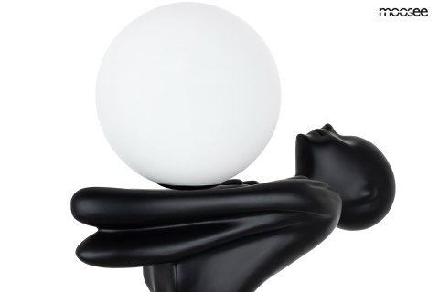 Lampa podłogowa HUMAN MOON - włókno szklane, szkło, czarna, nowoczesna