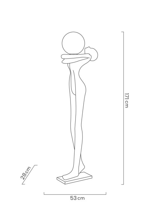 Lampa podłogowa HUMAN MOON - włókno szklane, szkło, czarna, nowoczesna