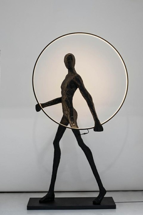 Lampa podłogowa HUMAN ROUND włókno szklane, czarna, nowoczesna