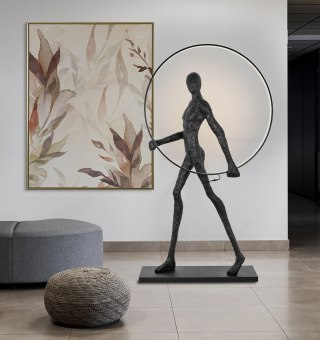 Lampa podłogowa HUMAN ROUND włókno szklane, czarna, nowoczesna