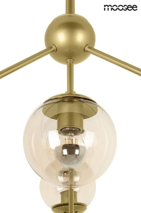 Lampa wisząca 180 cm x 100 cm ASTRIFERO 10 złota / bursztynowa