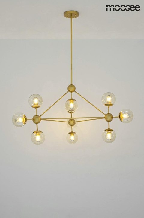 Lampa wisząca 180 cm x 100 cm ASTRIFERO 10 złota / bursztynowa