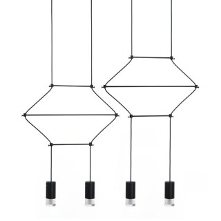Lampa wisząca 200 cm / 68 cm FLUSSO LINE 4 czarna, nowoczesna