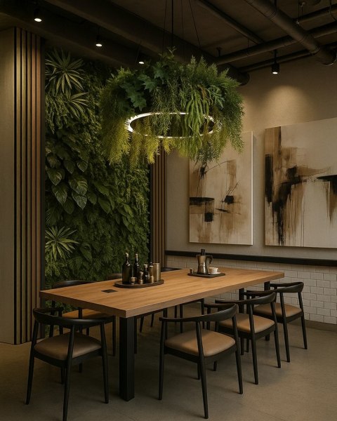 Lampa wisząca GARDENS 160 cm czarna, rośliny