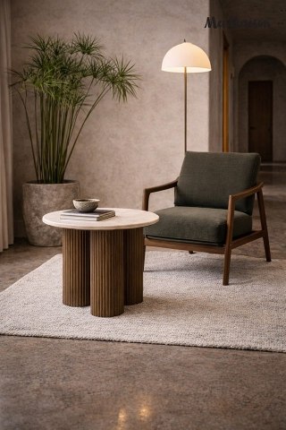 MaMaison stolik kawowy RAGNO 50 marmur / drewno