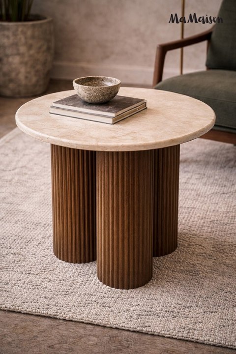 MaMaison stolik kawowy RAGNO 50 marmur / drewno