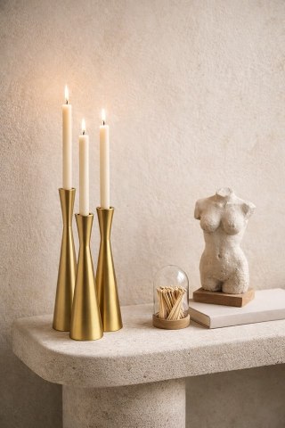 Zestaw 3 świeczników SHP TRIO złoty