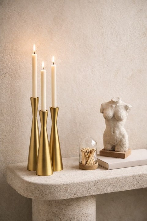 Zestaw 3 świeczników SHP TRIO złoty