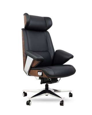 Fotel biurowy COMANDOR czarny skóra naturalna