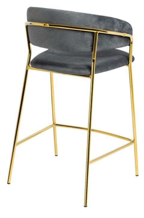 Krzesło barowe hoker MARGO 65 ciemny szary - welur, podstawa złota