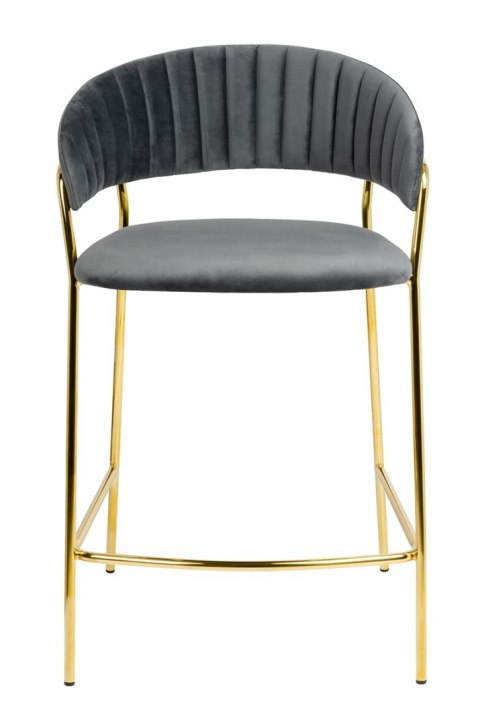 Krzesło barowe hoker MARGO 65 ciemny szary - welur, podstawa złota