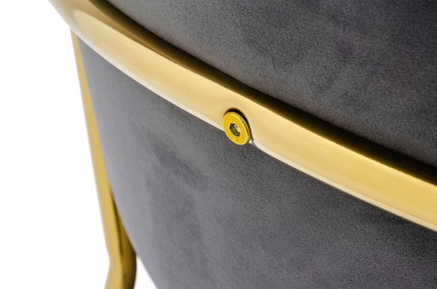 Krzesło barowe hoker MARGO 65 ciemny szary - welur, podstawa złota