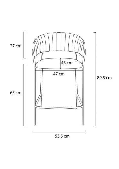 Krzesło barowe hoker MARGO 65 ciemny szary - welur, podstawa złota