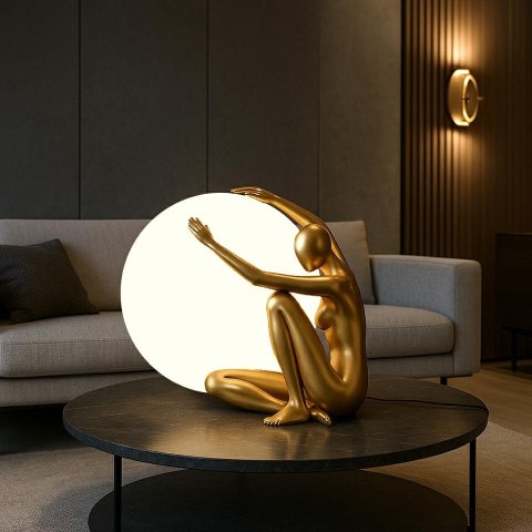 Lampa stołowa UOMO 50 złota, kula biała, human