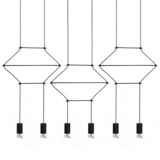 Lampa wisząca 220 cm / 100 cm FLUSSO LINE 6 czarna, nowoczesna