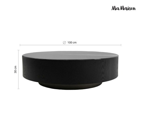 MaMaison stolik kawowy LAGO 100 czarny drewno/żywica/wzór marmur