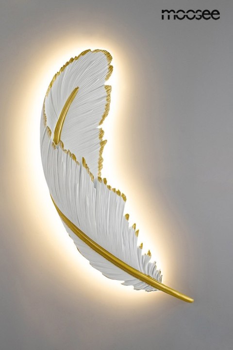 Lampa ścienna PIÓRKO biała / złota