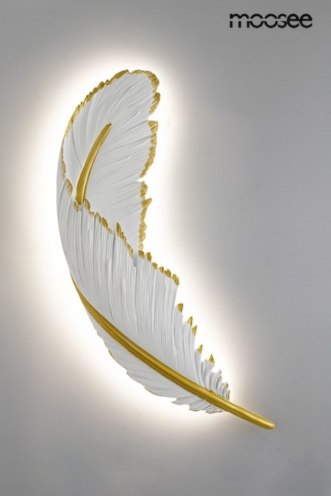 Lampa ścienna PIÓRKO biała / złota