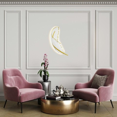 Lampa ścienna PIÓRKO biała / złota