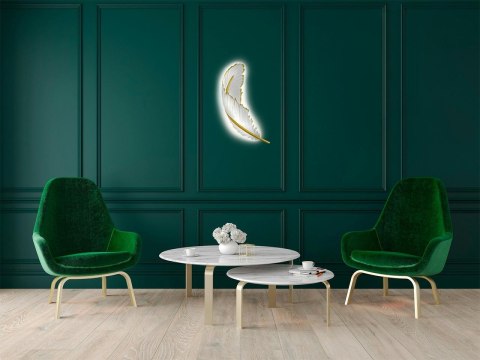 Lampa ścienna PIÓRKO biała / złota