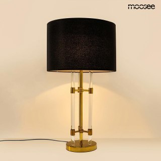 Lampa stołowa MOXY złoto - czarna, czarny abażur, tkanina
