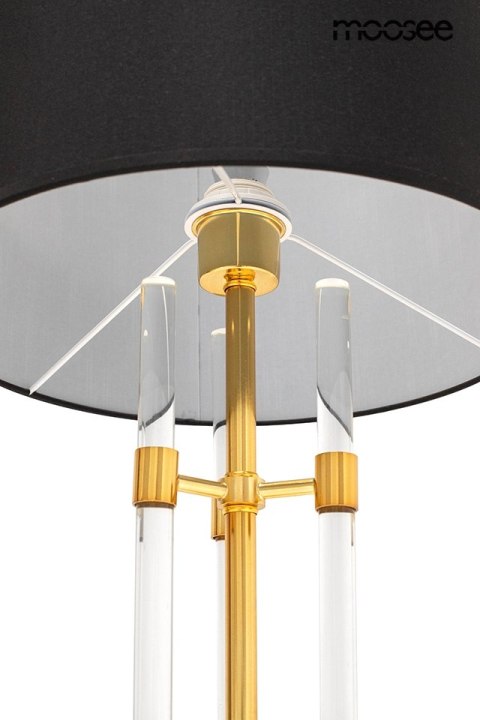 Lampa stołowa MOXY złoto - czarna, czarny abażur, tkanina