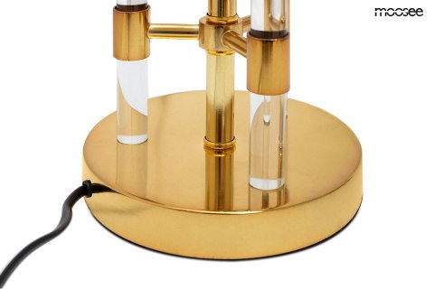 Lampa stołowa MOXY złoto - czarna, czarny abażur, tkanina