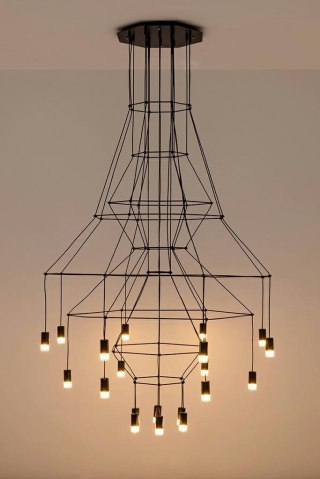 Lampa wisząca 280 cm/115 cm FLUSSO 20 czarna, nowoczesna