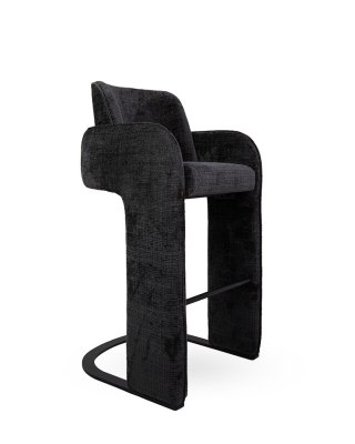 MaMaison krzesło barowe hoker BORA czarne tapicerowane