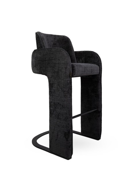 MaMaison krzesło barowe hoker BORA czarne tapicerowane