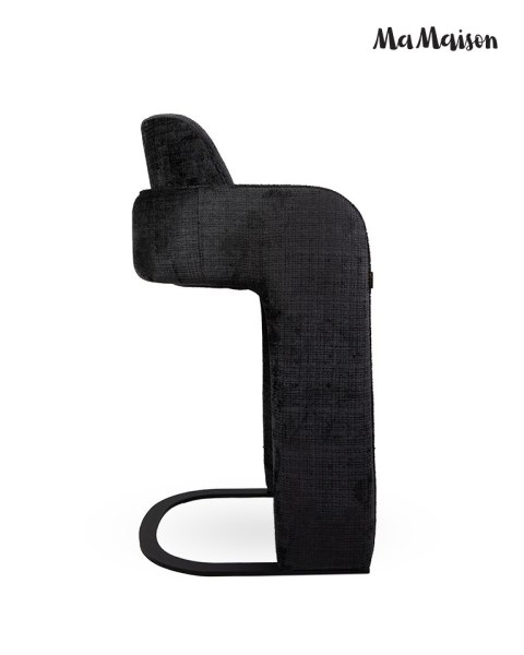 MaMaison krzesło barowe hoker BORA czarne tapicerowane