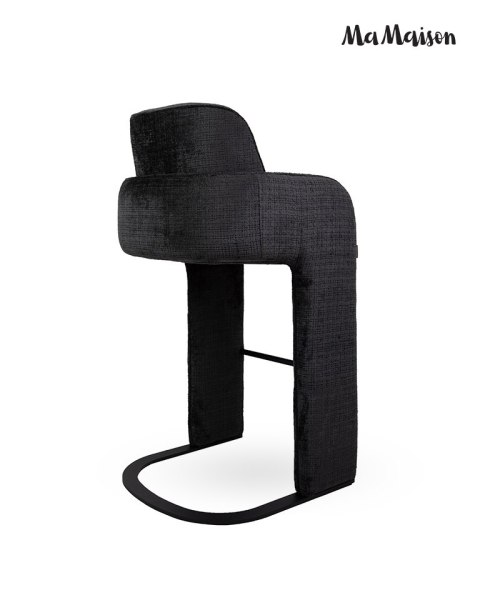 MaMaison krzesło barowe hoker BORA czarne tapicerowane