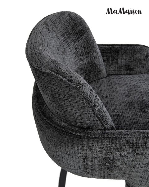 MaMaison krzesło barowe hoker BORA czarne tapicerowane