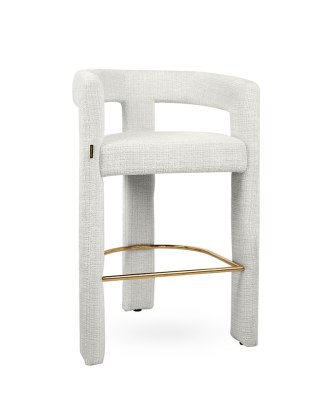 MaMaison krzesło barowe hoker LOGAN białe tapicerowane