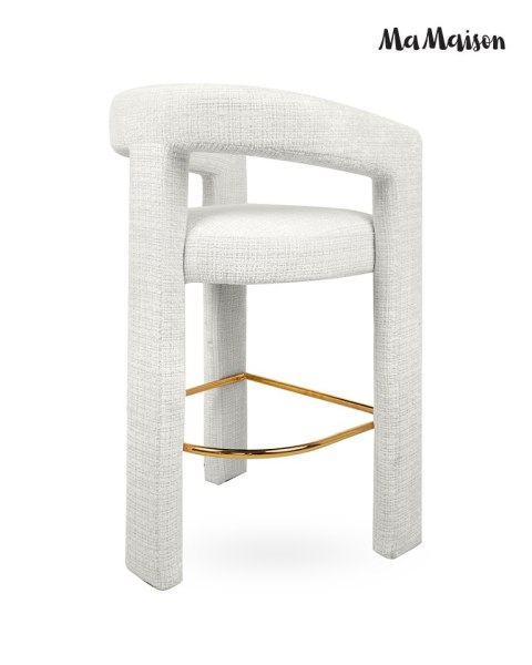 MaMaison krzesło barowe hoker LOGAN białe tapicerowane
