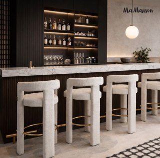 MaMaison krzesło barowe hoker LOGAN białe tapicerowane