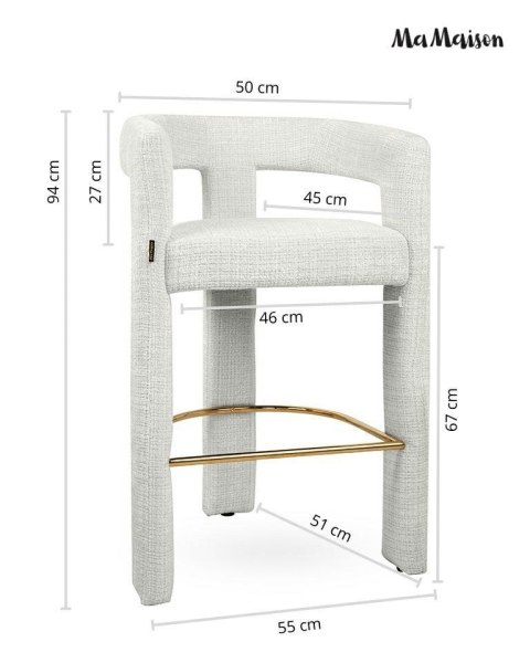 MaMaison krzesło barowe hoker LOGAN białe tapicerowane